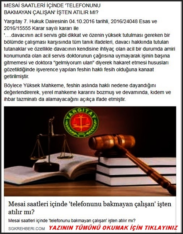 MESAİ SAATLERİ İÇİNDE TELEFONUNA BAKMAYAN İŞÇİ