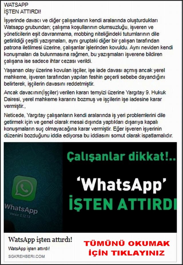 WATSAPP İŞTEN ATTIRDI