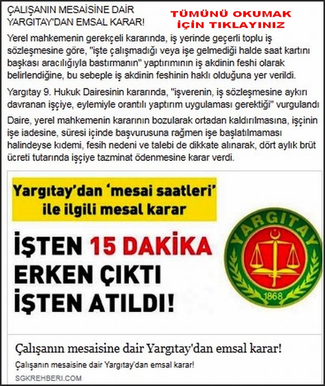 ÇALIŞANIN MESAİSİNE DAİR YARGITY EMSAL KARARI