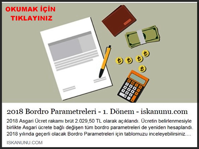 2018 BORDRO PARAMETRELERİ