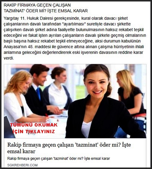 RAKİP FİRMAYA GEÇEN ÇALIŞAN