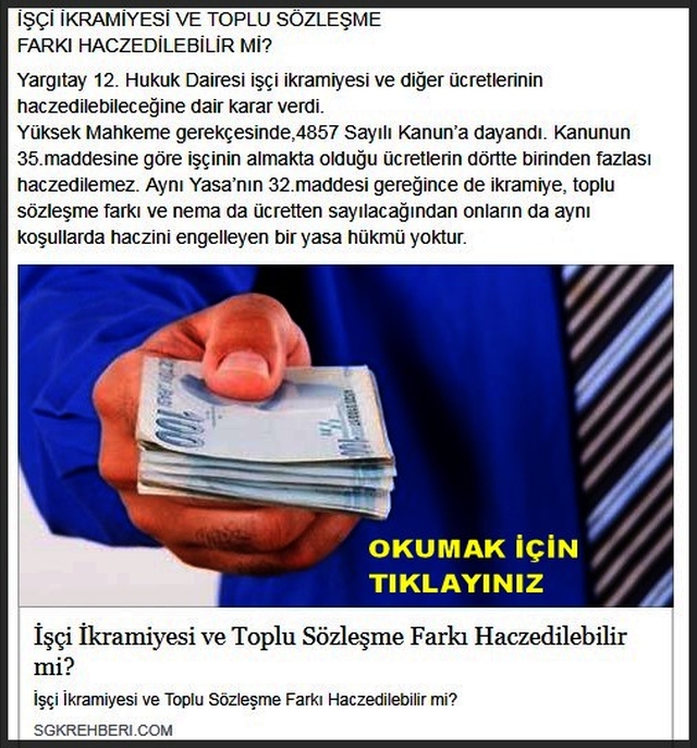 İŞÇİ İKRAMİYESİ VE TOPLU SÖZLEŞME FARKI HACZEDİLEBİLİRMİ