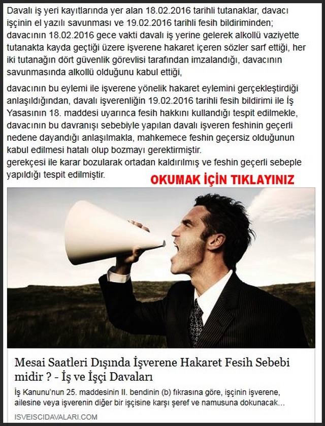 MESAİ SAATLERİ DIŞINDA İŞVERENE HAKARET