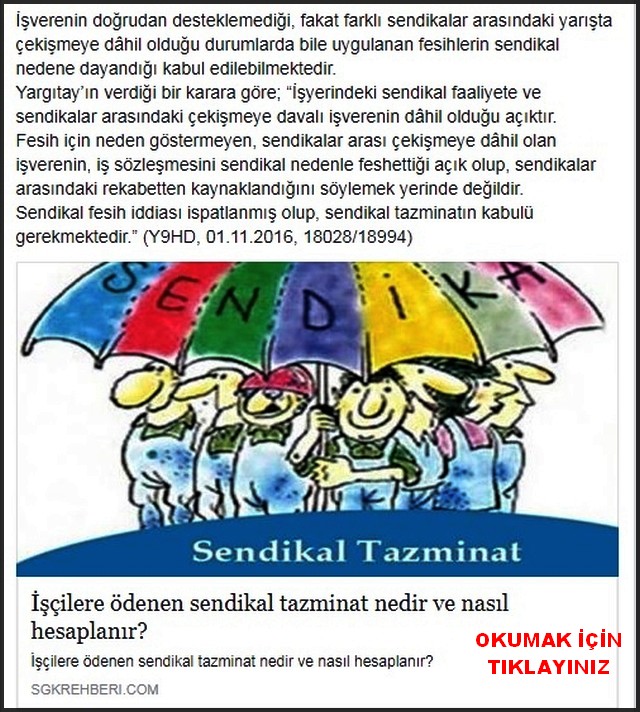 İŞÇİLERE ÖDENEN SENDİKAL TAZMİNAT NEDİR