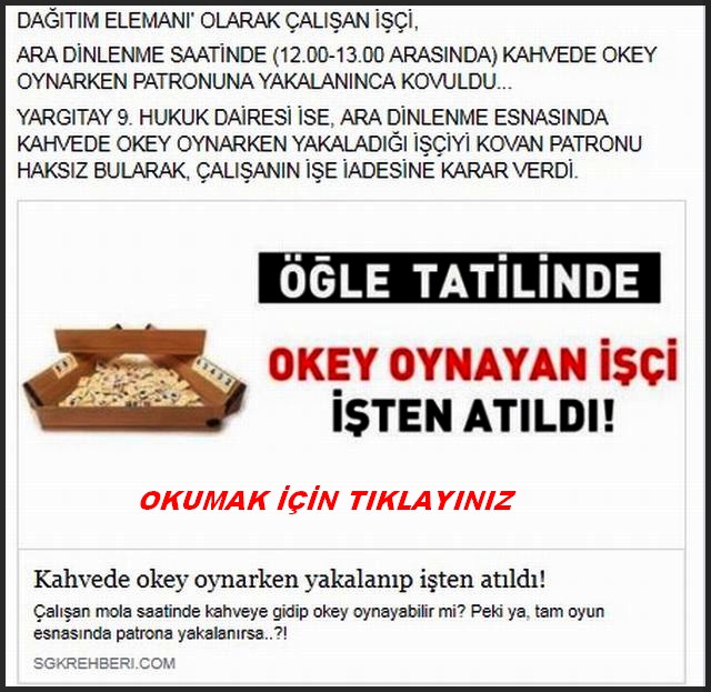 ÖĞLEN PAYDOSUNDA OKEY OYNAYAN İŞÇİ