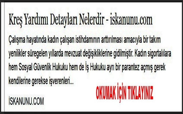 KREŞ YARDIMI DETAYLARI NELERDİR