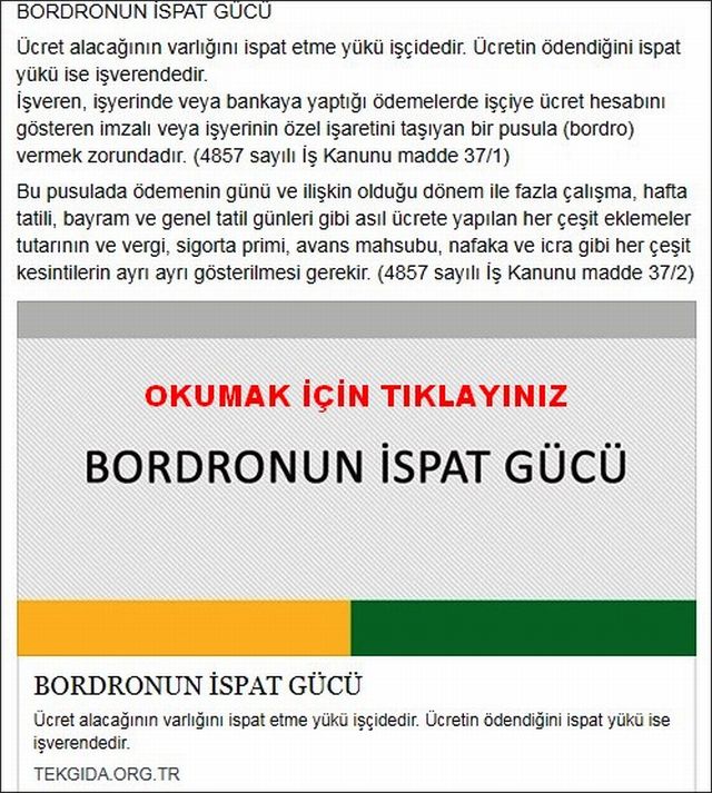 BORDRONUN İSPAT GÜCÜ