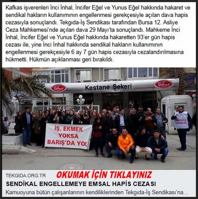 SENDİKAL ENGELLEMEYE EMSAL HAPİS CEZASI