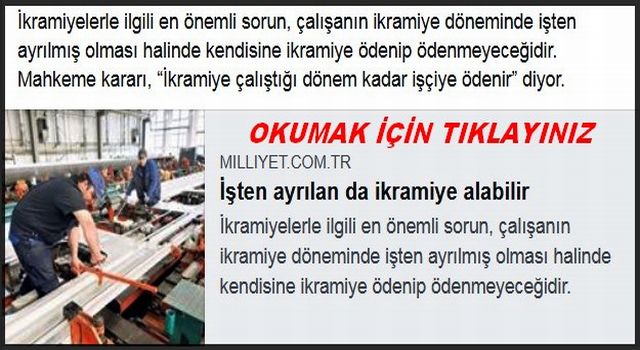 İŞTEN AYRILANDA İKRAMİYE ALABİLİR