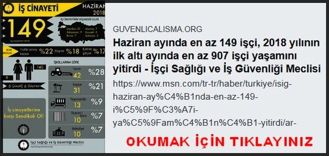 İŞ CİNAYETLERİ TAM GAZ SÜRÜYOR