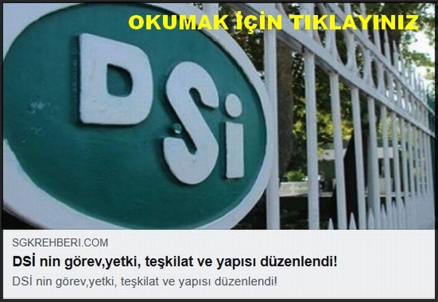 DSİ NİN YAPISI DÜZENLENDİ