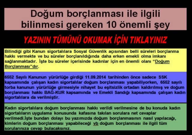 DOĞUM BORÇLANMASI