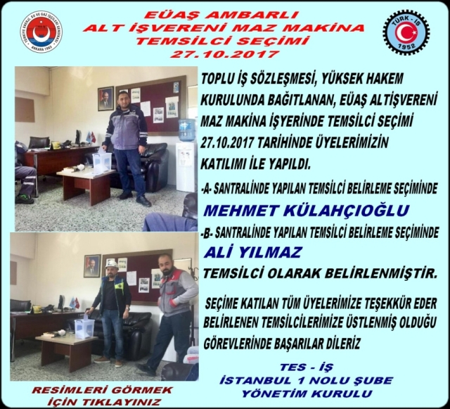 MAZ MAKİNE TEMSİLCİ SEÇİMİ