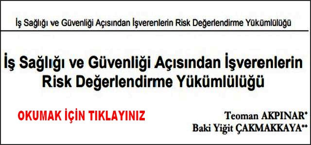 İSG AÇISINDAN İŞVERENLERİN RİSK DEĞERLENDİRMESİ